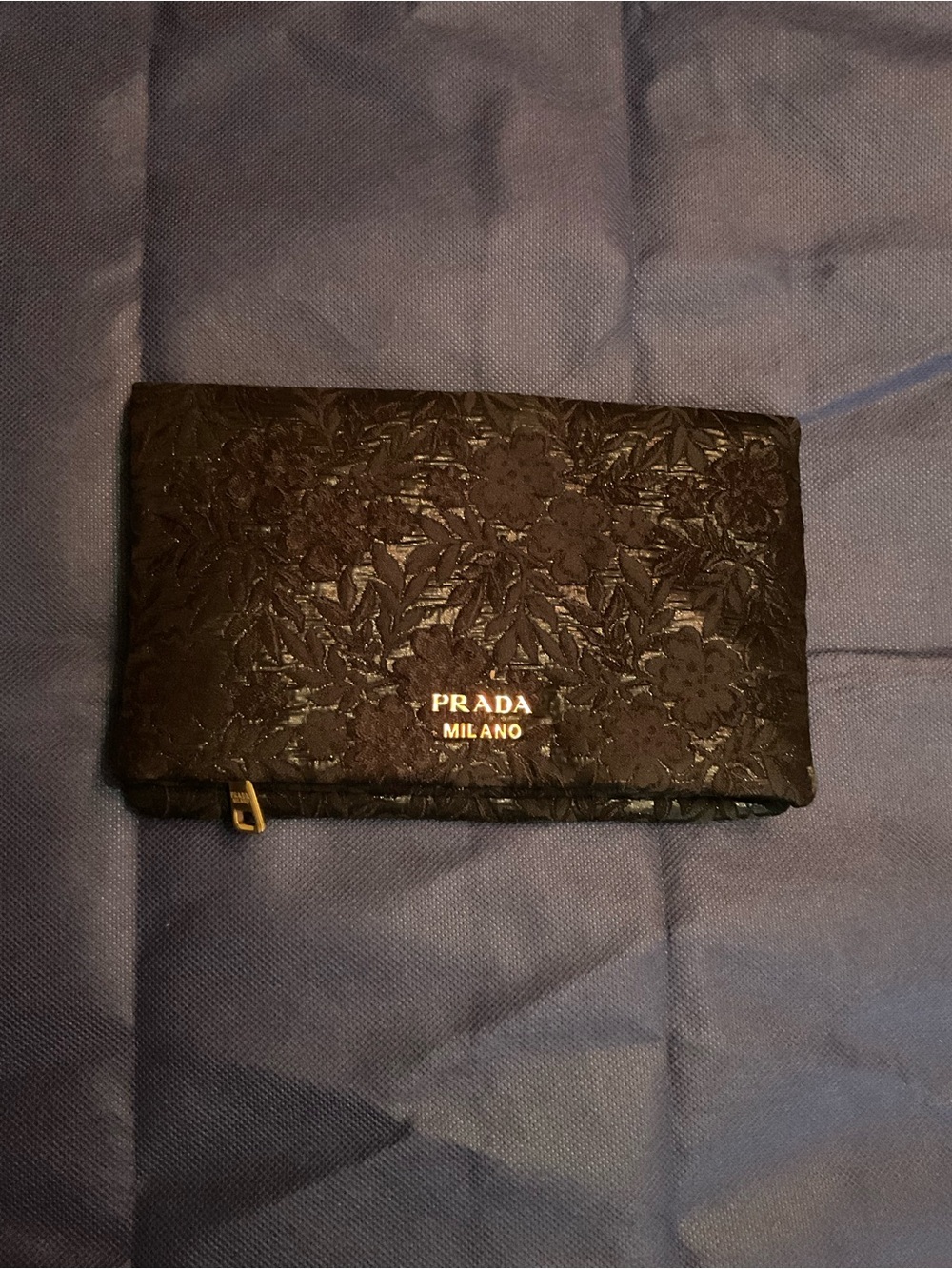 Prada Black Floral Silk Brocade Clutch RARE BEAUTIFUL